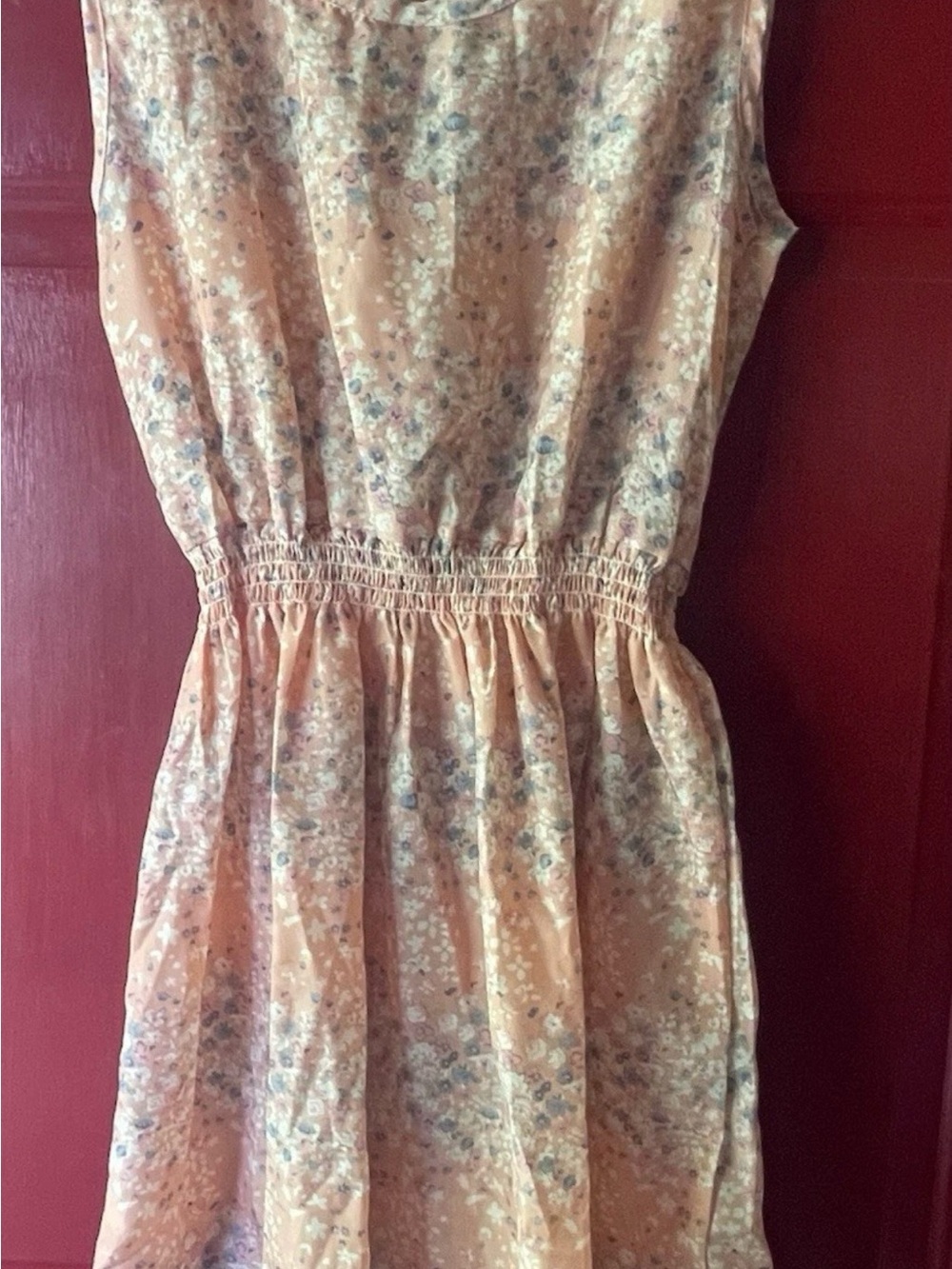Sleeveless Peach Floral Mini Dress